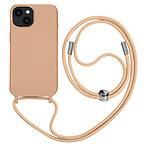 Avizar Coque Cordon pour iPhone 14 Plus Semi-rigide Lanière Tour du Cou 80cm  rose