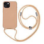 Avizar Coque Cordon pour iPhone 14 Semi-rigide Lanière Tour du Cou 80cm rose