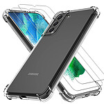 Evetane Coque Samsung Galaxy S22 5G Antichoc Silicone Coins Renforcés + 2 Vitres en verre trempé Protection écran