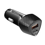 Forcell Chargeur Voiture USB + USB-C Puissance 38W Power Delivery 3.0 Quick Charge 3.0 Noir Carbone