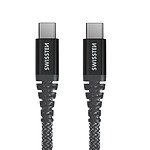 Swissten Câble USB type C Fibre Aramide 1.5m Charge Rapide 60W Prise USB-C  Noir