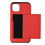 Avizar Coque iPhone 13 Mini avec Rangement Carte Coulissant Antichoc Defender Rouge