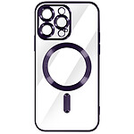 Avizar Coque MagSafe pour iPhone 14 Pro Silicone Protection Caméra  Contour Chromé Violet