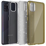 Avizar Coque Samsung Galaxy A31 Paillette Amovible Silicone Semi-rigide doré