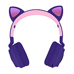 Casque Bluetooth Design Oreilles Chat Animation lumineuse 12h - Violet Lavande