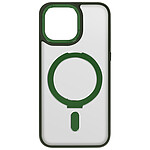 Avizar Coque MagSafe pour iPhone 15 Pro Silicone Gel Anneau Fonction Support  Dos Givré Contour Vert
