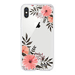 Evetane Coque iPhone Xs Max silicone transparente Motif Fleurs roses ultra resistant