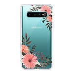 Evetane Coque Samsung Galaxy S10 Plus 360 intégrale transparente Motif Fleurs roses Tendance