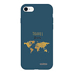 Evetane Coque iPhone 7/8/ iPhone SE 2020 Silicone Liquide Douce bleu marine Travel Lover