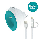 Watt and Co Prise BEWATT avec chargeur USB réversible (turquoise)