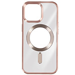 Avizar Coque MagSafe pour iPhone 15 Pro Silicone Protection Caméra  Contour Chromé Rose