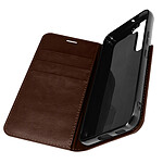 Avizar Étui Galaxy S22 Plus Folio Cuir Véritable Porte cartes Support Vidéo - marron