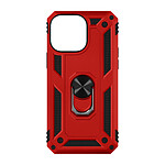 Avizar Coque pour iPhone 14 Pro Max Antichoc Bi-matière Bague Support Vidéo  rouge
