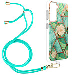 Avizar Coque pour Samsung Galaxy S21 Motif géométrique avec Cordon Amovible turquoise