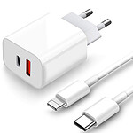 Evetane Chargeur iPhone 12 Mini ultra rapide Double Port 20 W fourni avec Cable USB-C