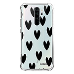 Evetane Coque Xiaomi Redmi Note 8 Pro anti-choc souple angles renforcés transparente Motif Coeurs Noirs