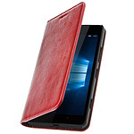 Avizar Étui pour Nokia et Microsoft Lumia 950 en cuir veritable et finition surpiqué  Rouge