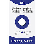 EXACOMPTA Étui de 100 fiches - bristol uni non perforé 75x125mm - Blanc x 20