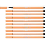STABILO Stylo feutre Dessin Pen 68, orange clair x 10
