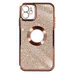 Avizar Coque pour iPhone 12 Paillette Amovible Silicone Gel  Rose Gold