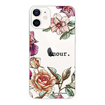 LaCoqueFrançaise Coque iPhone 12 mini silicone transparente Motif Amour en fleurs ultra resistant