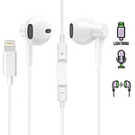 Écouteurs Filaires iPhone Lightning Télécommande Micro Connexion Bluetooth Blanc