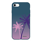 Evetane Coque iPhone 7/8/ iPhone SE 2020 Silicone Liquide Douce bleu marine Palmiers et Dégradé