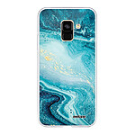 Evetane Coque Samsung Galaxy A8 2018 silicone transparente Motif Bleu Nacré Marbre ultra resistant