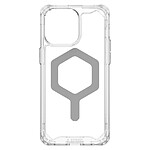 UAG Coque MagSafe pour iPhone 15 Pro Antichoc Fine Transparent et Argent série Plyo