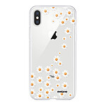 Evetane Coque iPhone X/Xs silicone transparente Motif Marguerite ultra resistant
