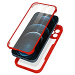Avizar Coque 360° pour iPhone 12 Pro Max Dos Rigide Protection Écran Souple Coins Renforcés  Contour rouge