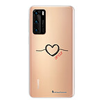 LaCoqueFrançaise Coque Huawei P40 silicone transparente Motif Coeur Noir Amour ultra resistant