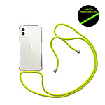 Evetane Coque compatible iPhone 11 anti-choc silicone transparente Motif avec cordon jaune fluo