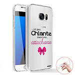 Evetane Coque Samsung Galaxy S7 Edge 360 intégrale transparente Motif Un peu chiante tres attachante Tendance