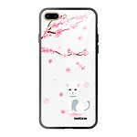 Evetane Coque iPhone 7 Plus/ 8 Plus Coque Soft Touch Glossy Chat et Fleurs Design