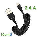 Avizar Câble USB vers Lightning 2.4A Extensible de 35cm à 80cm Charge Rapide  Noir