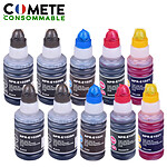 COMETE - 102 - 10 Recharges 102 Compatibles pour imprimantes Epson Ecotank - Noir, Cyan, Magenta, Jaune
