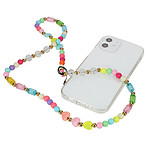 Avizar Bijou de Téléphone Bracelet Perles rondes, cœurs, rouleaux 65cm Collection Perla