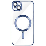Avizar Coque MagSafe pour iPhone 14 Silicone Protection Caméra  Contour Chromé Bleu Clair