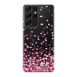 Evetane Coque Samsung Galaxy S21 Ultra 5G silicone transparente Motif Confettis De Coeur ultra resistant