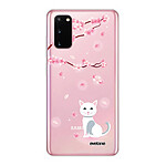 Evetane Coque Samsung Galaxy S20 360 intégrale transparente Motif Chat et Fleurs Tendance