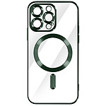 Avizar Coque MagSafe pour iPhone 14 Pro Max Silicone Protection Caméra  Contour Chromé Vert