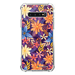 LaCoqueFrançaise Coque Samsung Galaxy S10 anti-choc souple angles renforcés transparente Motif Fleurs violettes et oranges