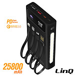 LinQ Batterie Secours 25800mAh Câble 4 en 1 Port USB 22.5W et USB C 20W  noir