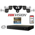 HIKVISION Kit Vidéo Surveillance PRO IP : 4x Caméras POE Tubes IR 30M 4 MP + Enregistreur NVR 4 canaux H265+ 2000 Go