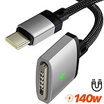 Avizar Câble USB C vers MagSafe 3 pour MacBook Pro et Air M2 Nylon 2m 140W Noir et argent