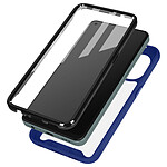 Avizar Coque pour Oppo Reno 8 Lite 5G Dos Transparent + Contour Silicone Bleu Film Polymère