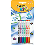 BIC Blister de 6 Feutres effaçable A SEC Kids MINI VELLEDA Pointe Ogive Moy. Assorti fantaisie