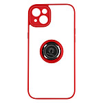 Avizar Coque pour iPhone 14 Plus Bi-matière Bague Métallique Support Vidéo  rouge