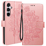 Avizar Étui Fleurs Mandala pour Samsung Galaxy A35 5G Portefeuille Dragonne Rose